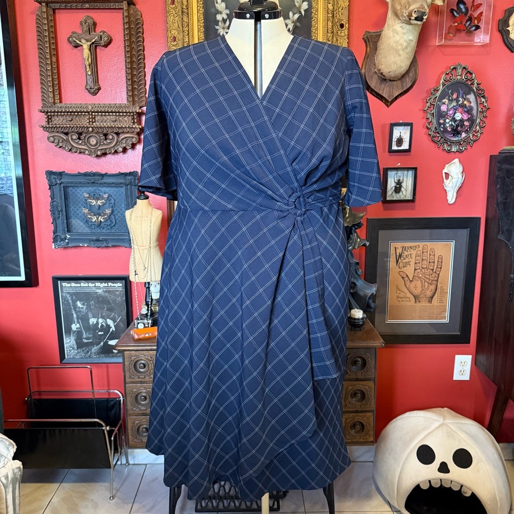Lane Bryant Blue Plaid Midi Dress